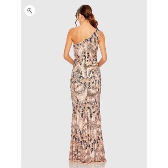 New MAC DUGGAL (5976) Peach One-Shoulder Sequin Embellished Gown Women's (8) - Picture 16 of 16